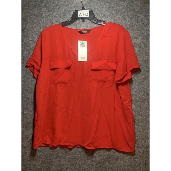 Zeago Womans red blouse Vneck Size XL - Picture 1 of 7